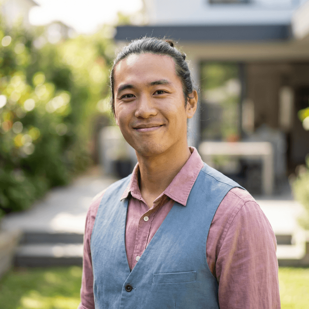 Marcus Chen standing in a bright renovated room