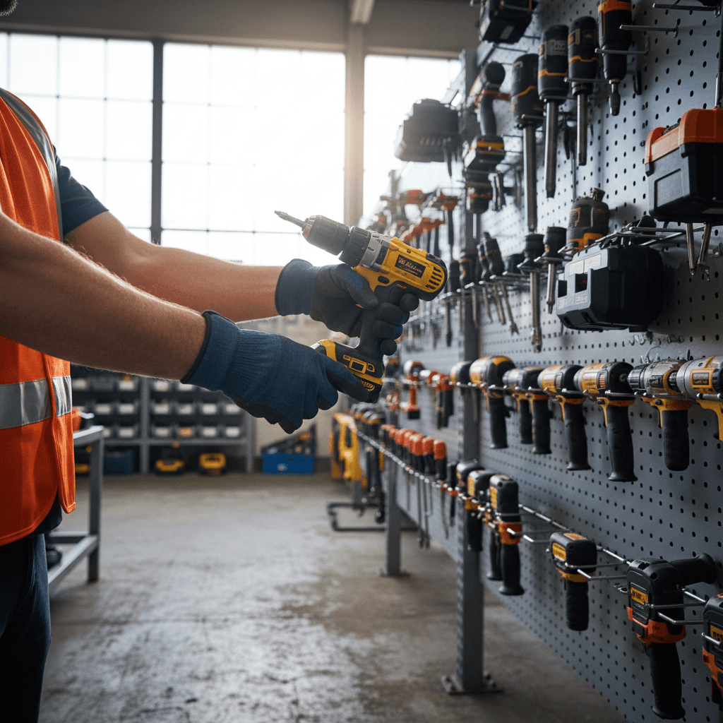 Well-maintained rental equipment arranged and ready in a clean storage room