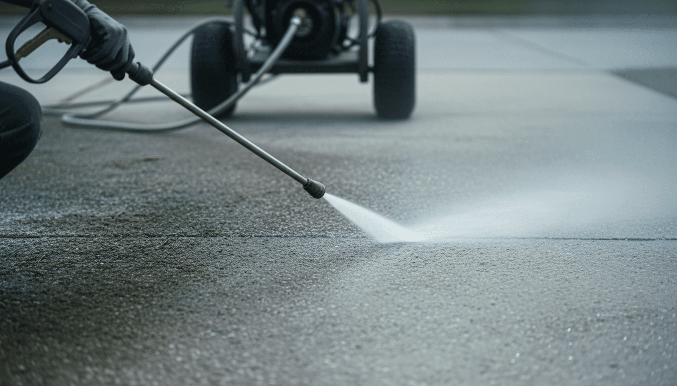 Pressure washer ready for rental with neat hoses